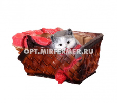 Кашпо фигурное Котенок с клубком в корзине 25*19см арт.40 /М-Д  