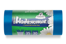Мешок д/мусора  35л 50*57,5см 12мкм в ассорт. РОМАШКА надежные с "ушками" рулон 30шт/20 ПНД
