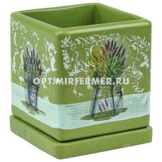 Кубик горшок с поддоном, 1,1л, d12см 