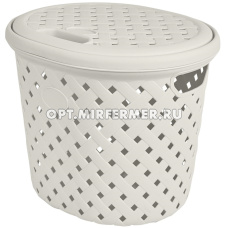 Корзина д/белья с крышкой Rattanx 14 л молочный туман /10  ПлР