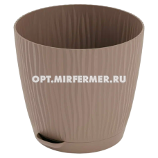 Флис горшок с поддоном 0,7л d11,5см с НИЖНИМ ПОЛИВОМ какао /24