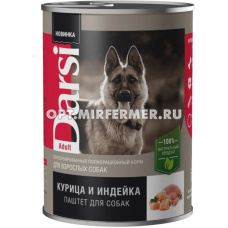 Корм д/собак конс 410г курица и индейка паштет Дарси 1/6