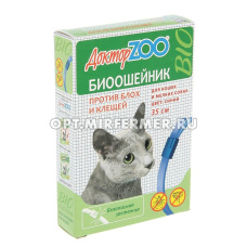 БИО Ошейник д/кошек и мел.собак от блох/клещей 35см синий (ш/б=6шт)/ДОКТОР ZOO