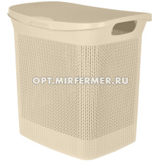 Корзина д/белья с крышкой Keeplex 35 л бежевый топаз /3  ПлР