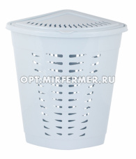 Корзина д/белья с крышкой Угловая 45л голубая /6