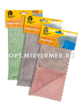 Салфетка для уборки двусторонняя (металл,микрофибра) /5/150 ДС