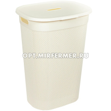 Корзина д/белья с крышкой OSLO 55 л молочный туман /6  ПлР