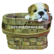 Кашпо фигурное Щенок в лукошке, L21 W20 H20 см (ПОЛИСТОУН)