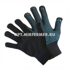 Перчатки х/б с ПВХ-точка, черные 7,5кл, 75г/10/200