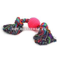Игрушка текстиль Веревка 2 узла и мяч d6,5см 31см