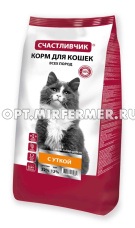 Корм д/кошек сух 400г с уткой Счастливчик 1/16