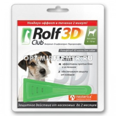 ВетА Капли д/собак RolfClub 3D (Рольф Клуб) 4-10кг п/блох,клещей пипетка 1мл/60