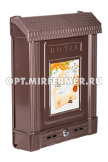 Ящик почтовый с декором с замком 38,5*31*8см коричневый/7