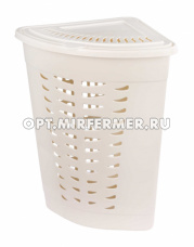 Корзина д/белья с крышкой Угловая 45л сл. кость /6