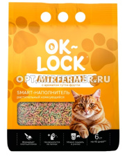 Наполнитель Ok-Lock антизапах комкующийся растительный Тутти-Фрутти 6л Наполнитель Ok-Lock антизапах комкующийся растительный Тутти-Фрутти 6л