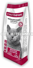 Корм д/кошек сух 400г мясное ассорти Счастливчик/16