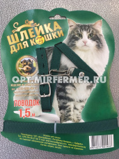 Комплект д/кошек капрон поводок 1,5м+шлейка14мм блистер Ком-Кап 1/1
