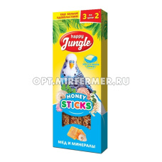 Лакомства д/птиц палочки мед и минералы 90г 3шт Happy Jungle (Хеппи Джангл) 1/22