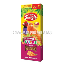 Лакомства д/канареек и экзотов палочки мед и овощи 90г 3шт Happy Jungle(Хеппи Джангл)/22