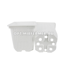 Горшок для рассады V-0,4л. 9*9*8 квадр/формованный белый/40/1500 АмТ