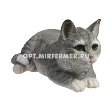 Фигура садовая Кот (серый) L25 W12 H9 см (ПОЛИСТОУН)