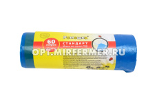 Мешок д/мусора с завязками  60л 60*68 23мкн синий рулон 10 шт. Ромашка Надежные / 18