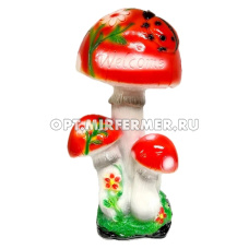 Фигура садовая Мухомор тройной с коровкой 36*20 см /М- Д
